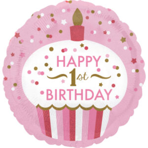 Balónek foliový 1.narozeniny Cupcake růžový ALBI