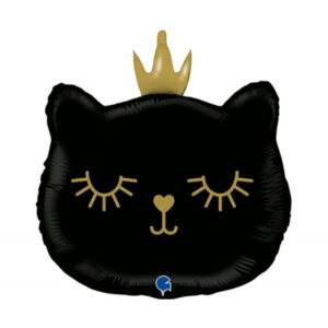 Balónek foliový Černá kočka s korunkou ALBI