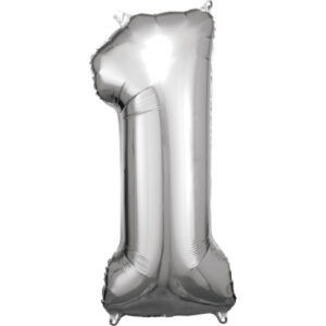 Balónek fóliový 88 cm číslo 01 stříbrný Albi