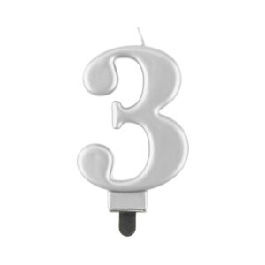 Svíčka dortová stříbrná číslo 3 Albi
