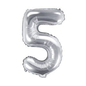 Balónek fóliový 35 cm stříbrný číslo 5 Albi
