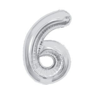 Balónek fóliový 85 cm stříbrný číslo 6 Albi