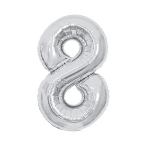 Balónek fóliový 85 cm stříbrný číslo 8 Albi