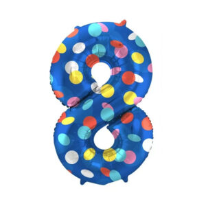 Balónek fóliový 86 cm barevné puntíky číslo 8 Albi