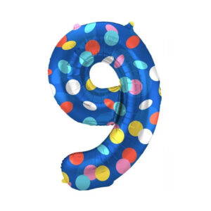 Balónek fóliový 86 cm barevné puntíky číslo 9 Albi
