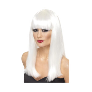Paruka dlouhá bílá s ofinou Albi