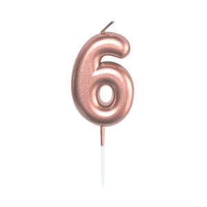Svíčka dortová rose gold 5 cm číslo 6 Albi