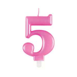 Svíčka dortová růžová číslo 5 Albi
