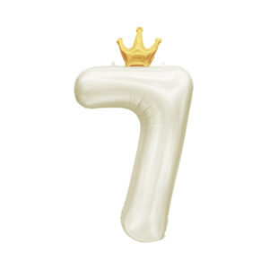 Balónek fóliový 82 cm světle krémový s korunkou číslo 7 Albi