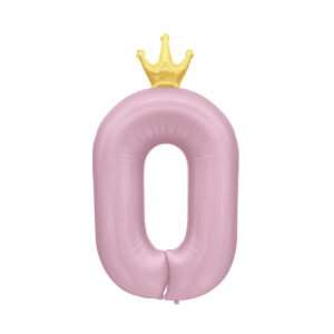 Balónek fóliový 82 cm světle růžový s korunkou číslo 0 Albi