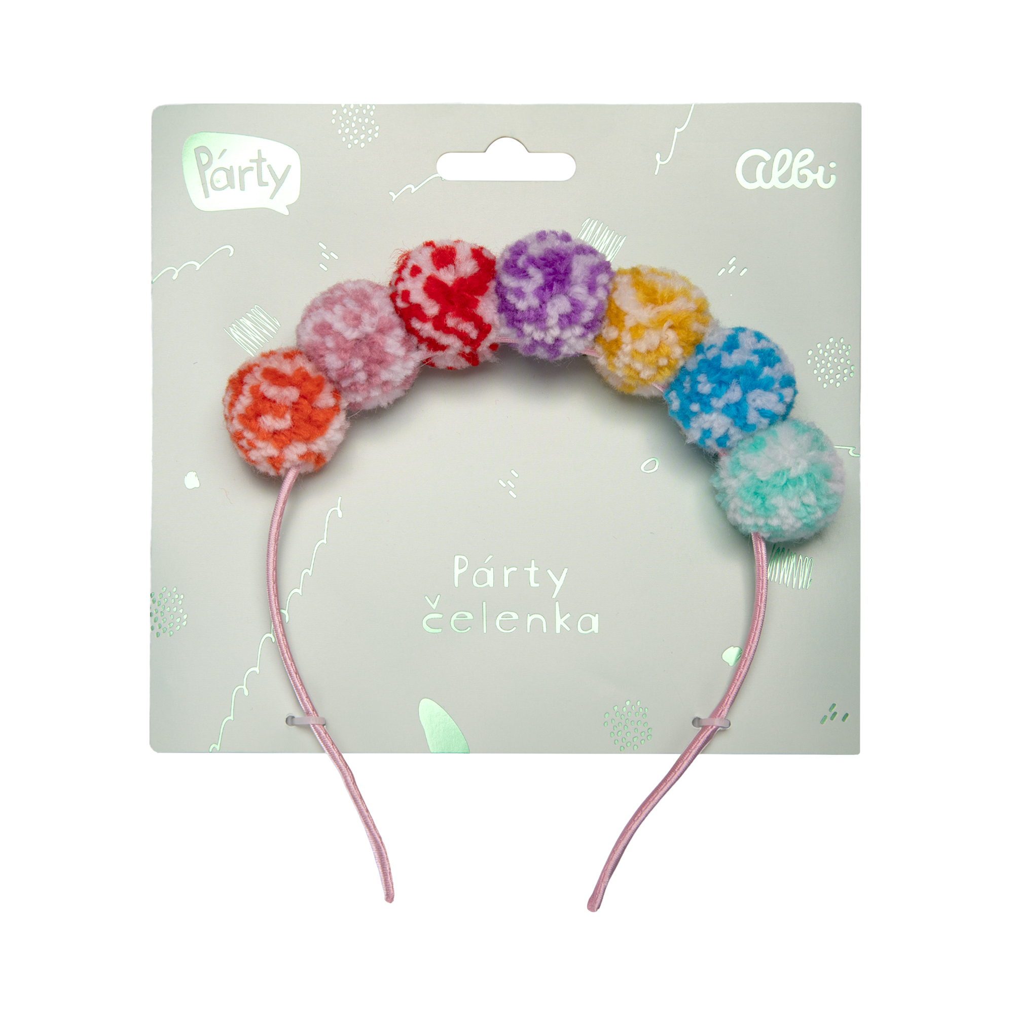 Čelenka s Pom Pom bambulkami multicolor Albi - Obrázek 2