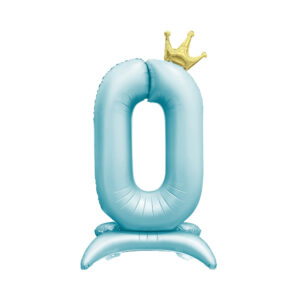 Balónek fóliový Stojící číslo 0 s korunkou světle modré 82 cm Albi
