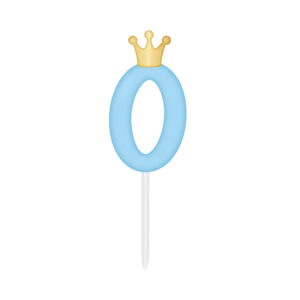 Svíčka dortová světle modrá s korunkou číslo 0 Albi
