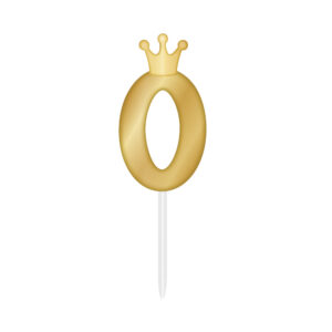Svíčka dortová zlatá s korunkou číslo 0 Albi