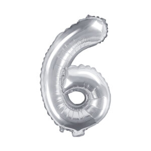 Balónek fóliový 35 cm stříbrný číslo 6 Albi