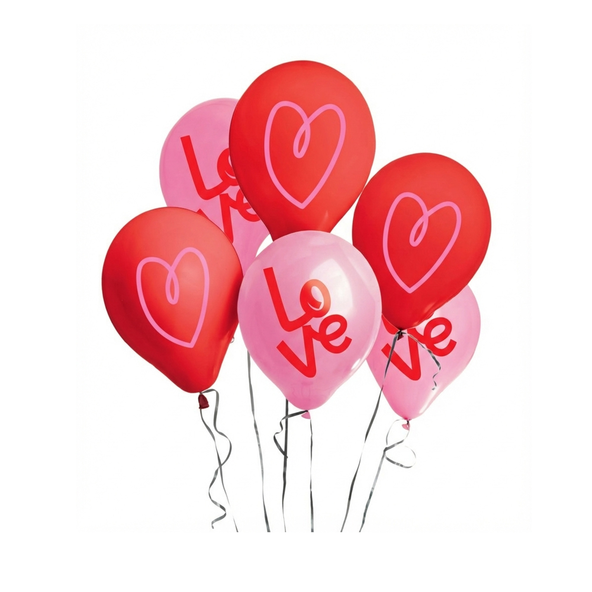 Balónky latexové Love a srdce růžovo-červené 6 ks Albi