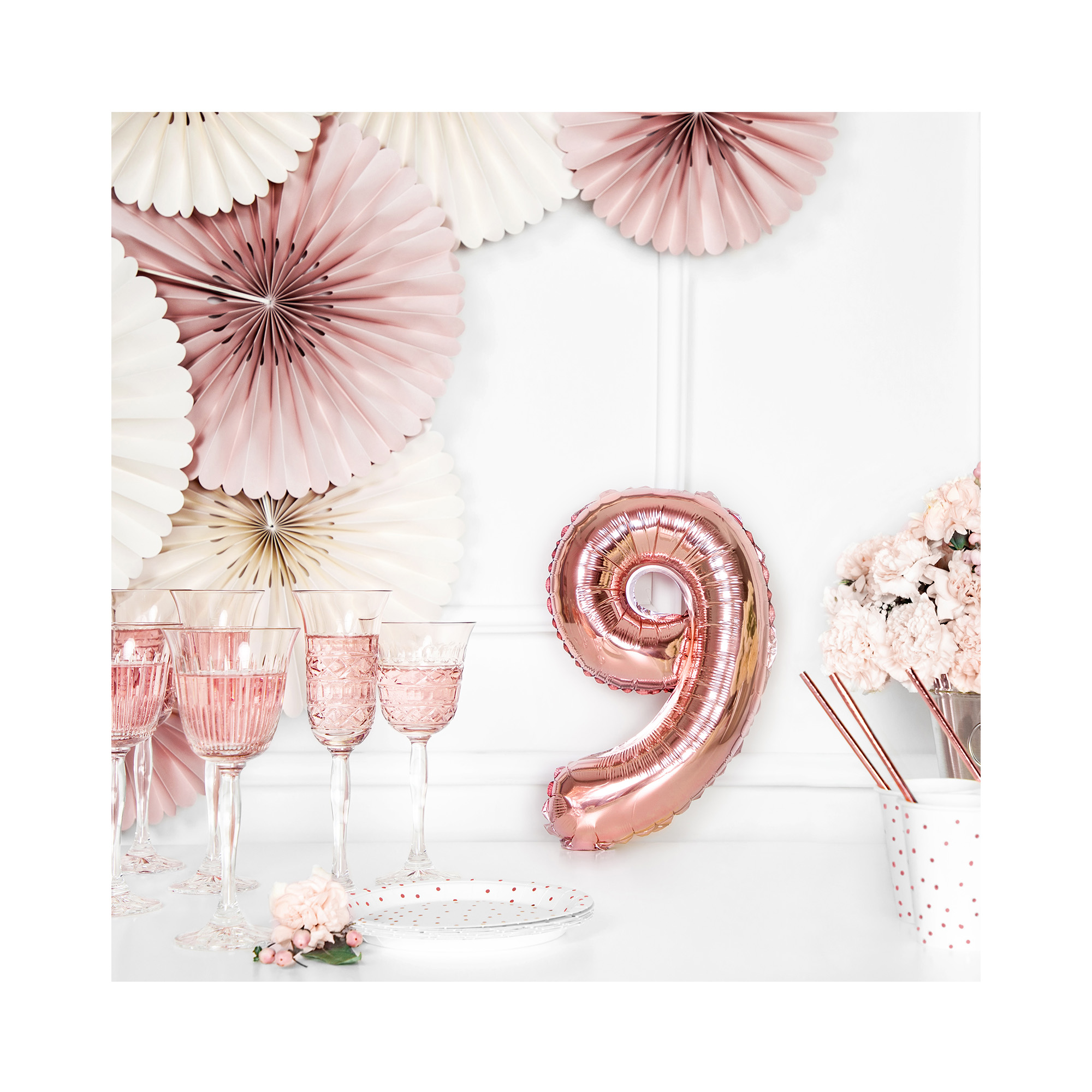 Balónek fóliový 35 cm rose gold číslo 9 Albi - Obrázek 3