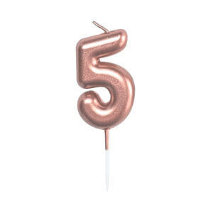 Svíčka dortová rose gold 5 cm číslo 5 Albi
